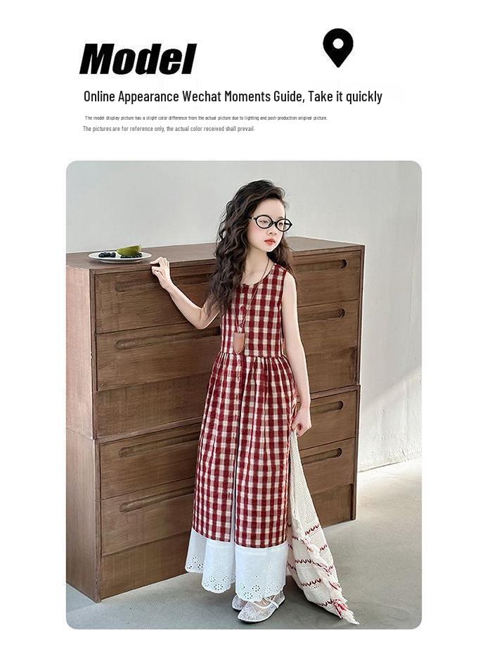 Korean Plaid Summer Outfit for Girls - Trendy Two-Piece Dress Set