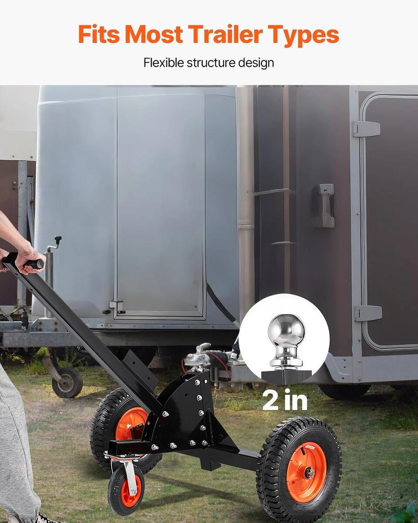 1500lbs 2-in-1 Trailer Dolly 22 and 26 In Adjustable Height 2in Ball with Caster