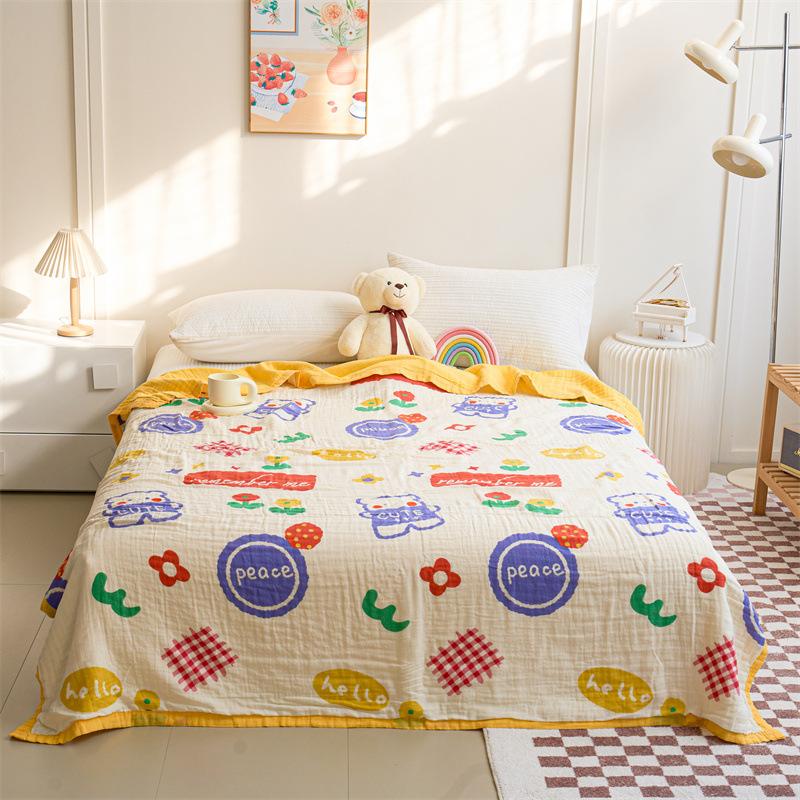 Class A Cotton Six-layer Bubble Gauze Throw Blanket Soft Towel Quilt Comfortable Cover Blanket For Children Adult Baby Daily Use