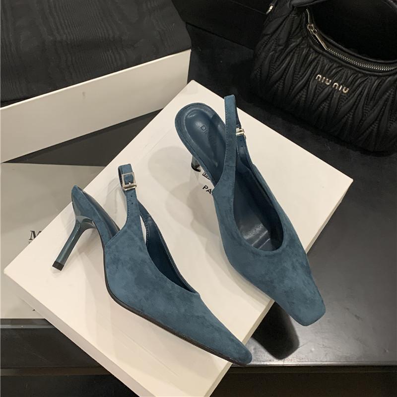 

Bailamos 2025 Autumn Women Sandal Fashion Round Toe Shallow Slip On Ladies Elegant Pumps Shoes Thin High Heel Slingback Shoes 35