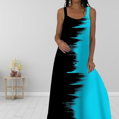 Women's Slip Dress Maxi Long Dress Two Color Collision Print Dress Spring & Summer V Neck Leisure Vacation