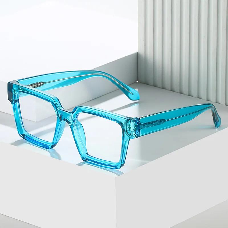 SHAUNA Fashion Square Candy Color Brillengestell Damen Federscharnier Anti Blaulicht Optische Brille Herren Leopard Retro Rahmen