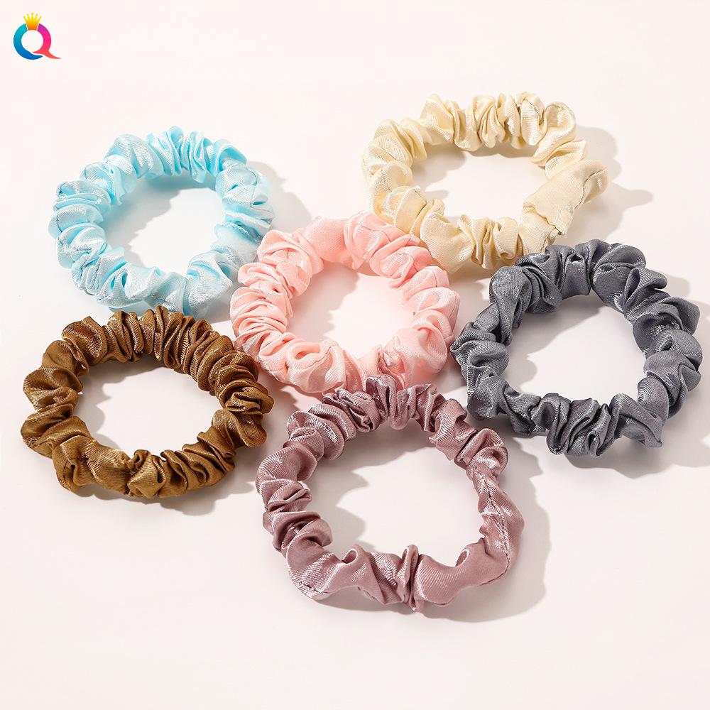 Satin Großes Scrunchie Einfarbig Kordelfarbe Dinza Pferdeschwanz Kugel Haargummi