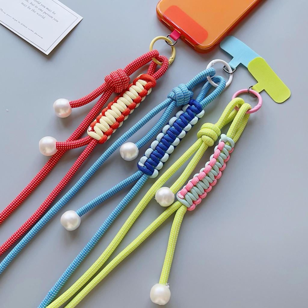 Colorful Pearl Crossbody Phone Lanyard - Adjustable, Anti-Lost Strap for Outdoor Use by Men & Women