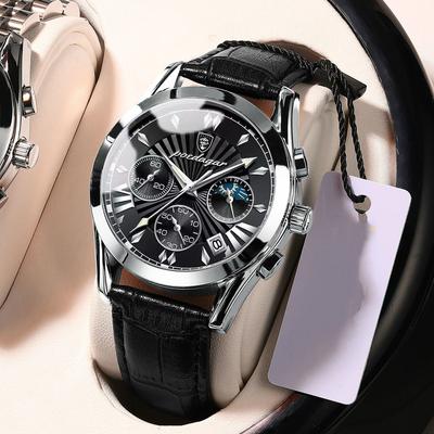 Relógio de pulso masculino de marca de luxo à prova d'água calendário luminoso quartzo relógio de pulso de couro relógio de moda empresarial