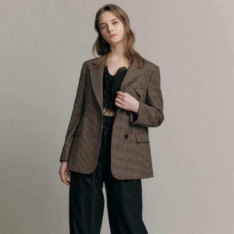 MAXZA Приталенный пиджак в клетку Cc03qj300on beige/FREE