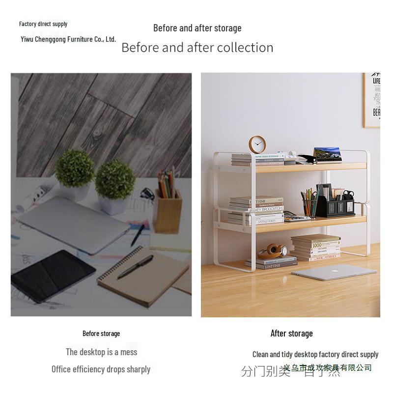 Wrought Iron Desktop Bookshelf for Bedroom, Living Room, or Office - Small, Simple Tabletop Organizer