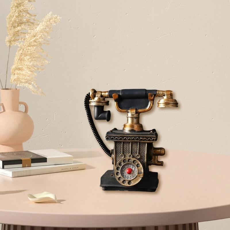 Antike Drehwahltelefon-Replikate Harz-Telefonmodell Statue Ornament Für Bücherregale Tisch Vintage Innenraumakzent