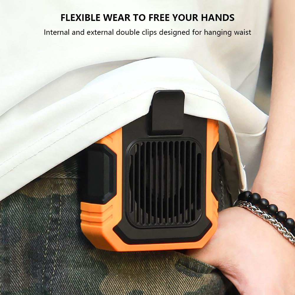 Portable Mini Waist Fan 3 Speed 4000mAh Wearable Personal Fan Emergency Mobile Power Belt Fan for Jobsite/Farm/Traveling/Fishing