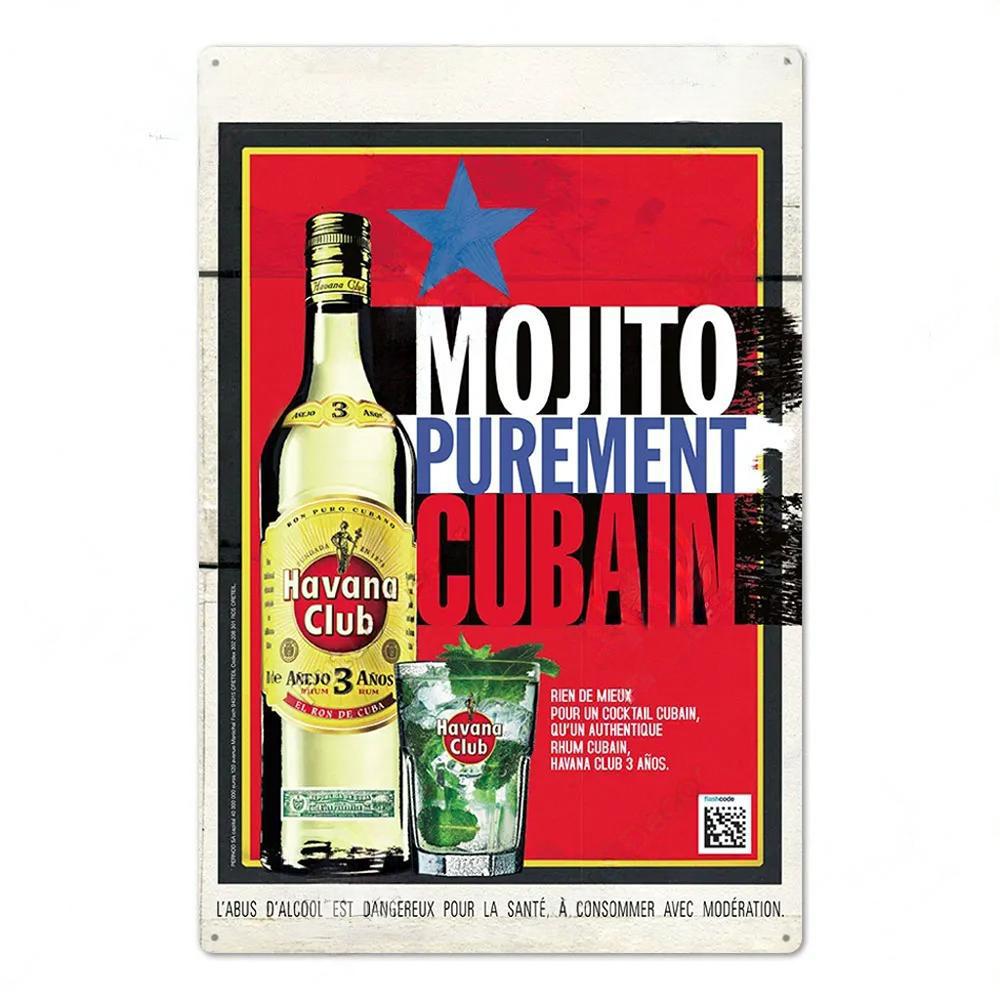 Havana Rum Vintage Tin Signs Metal Posters Decor Retro Plaque Stickers for Pub Club Man