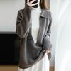 Women's POIO Collar Wool Sweater: Casual, Autumn/Winter, Long Sleeve, Loose, Slimming, Versatile Knit Pullover.