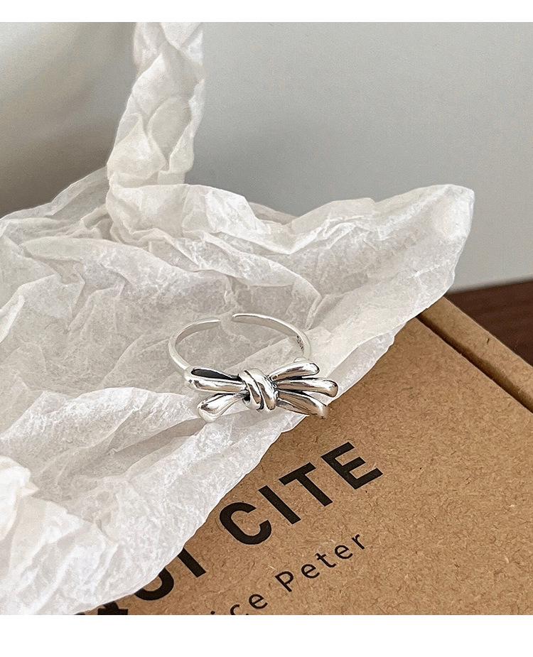 Yinruitai S925 Sterling Silver Bow Knot Ring - Autumn/Winter Retro Korean Women's Fashion.