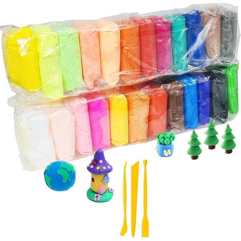 Eclet (Pack Of 24) Air Dry Clay, Colorful Children Soft Clay, Creative Art Crafts, Gifts For Kids-Multi Color. Non-Toxic