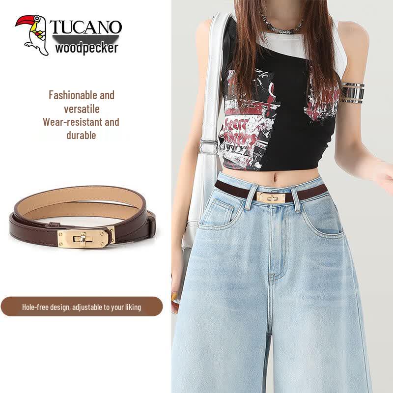 TUCANO Women s Versatile Smooth Buckle Leather Belt 105cm
