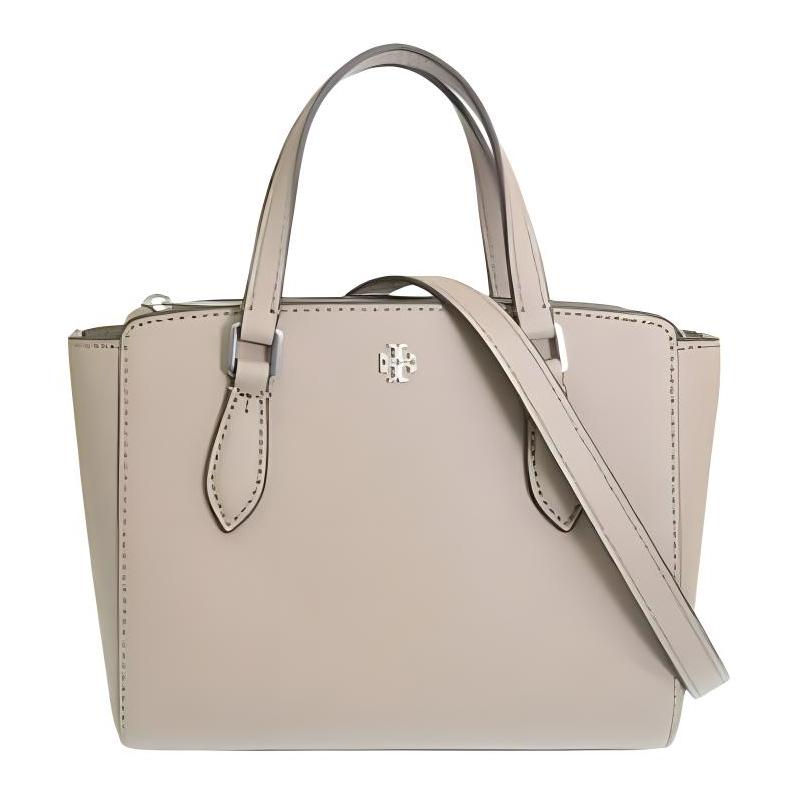 TORY BURCH Emerson simple and elegant leather Tote bag Tote bag shopping bag shoulder crossbody handbag small size women's gray 138366-083