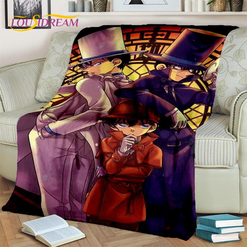 Kreskówka HD Detektyw Conan Anime Koc 3D, Miękki koc do rzucania na dom, sypialnię, łóżko, sofę, na piknik, w podróży, do biura, koc okrywowy dla dzieci