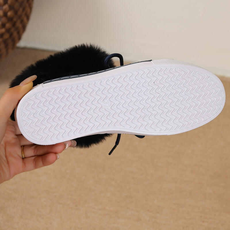 Fashion Lace Up Furry Casual Shoes Women 2025 Winter Warm Short Plush Flat Heel Ankle Boots Fluffy Fur Comfort Non Slip Woman's Sneakers
