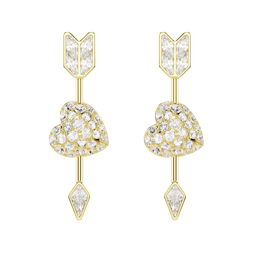 

Swarovski Heart And Arrow Design Cubic Zirconia Earrings Unisex Earrings White 5737295 Box (Random Color)