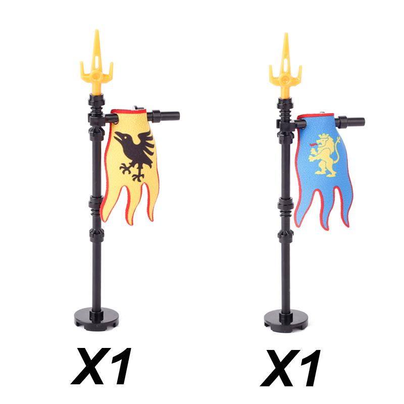Middle Ages Empire Flag Pole Building Blocks Military Castle Lion Teutonic Knight Soldier Figures Roman Warrior Sheild Brick Toy
