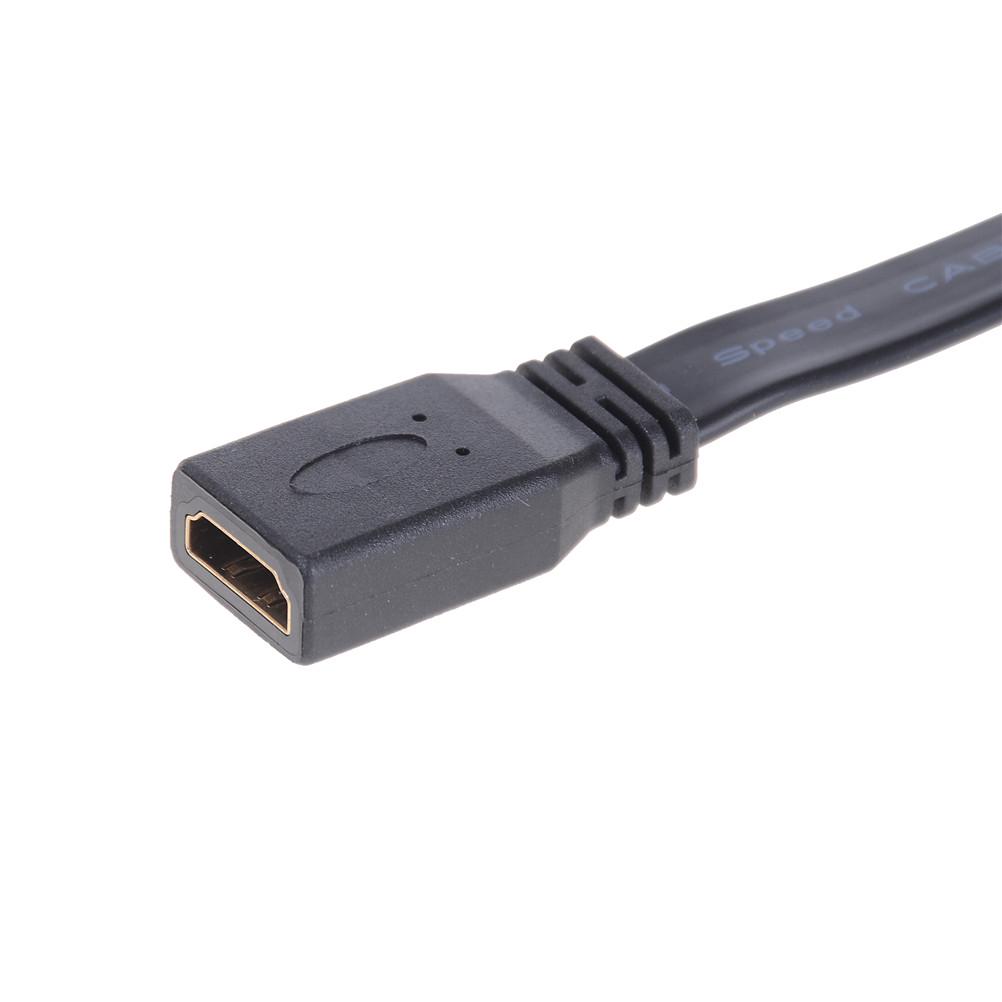 30Cm Short Flat Hdmi Extension Lead Gold Female Socket To Male Plug Cable
