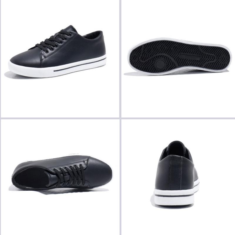 Hot Men's Casual Shoes Leather Sneakers Fashion White Black Male Vulcanized Shoes Non-slip Soft Men Shoes Lightweight Flat Shoe