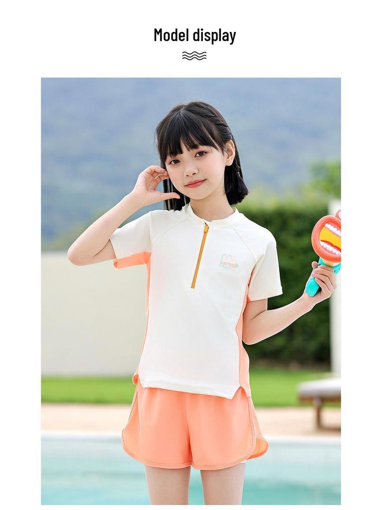 Girls' Two-Piece Swimsuit for Professional Swimming - 2025 Summer Collection for Middle & Big Kids, Little Girls, and Junior High Students