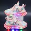 Kids Sneakers Toddler Sports Shoes with Lights Breathable Anti-skid Princess Shoes Children Running Trainers