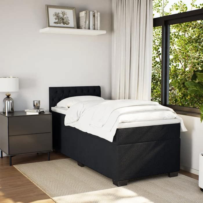Maison Exclusive - Sommier à lattes de lit avec matelas Noir 90x200 cm Velours