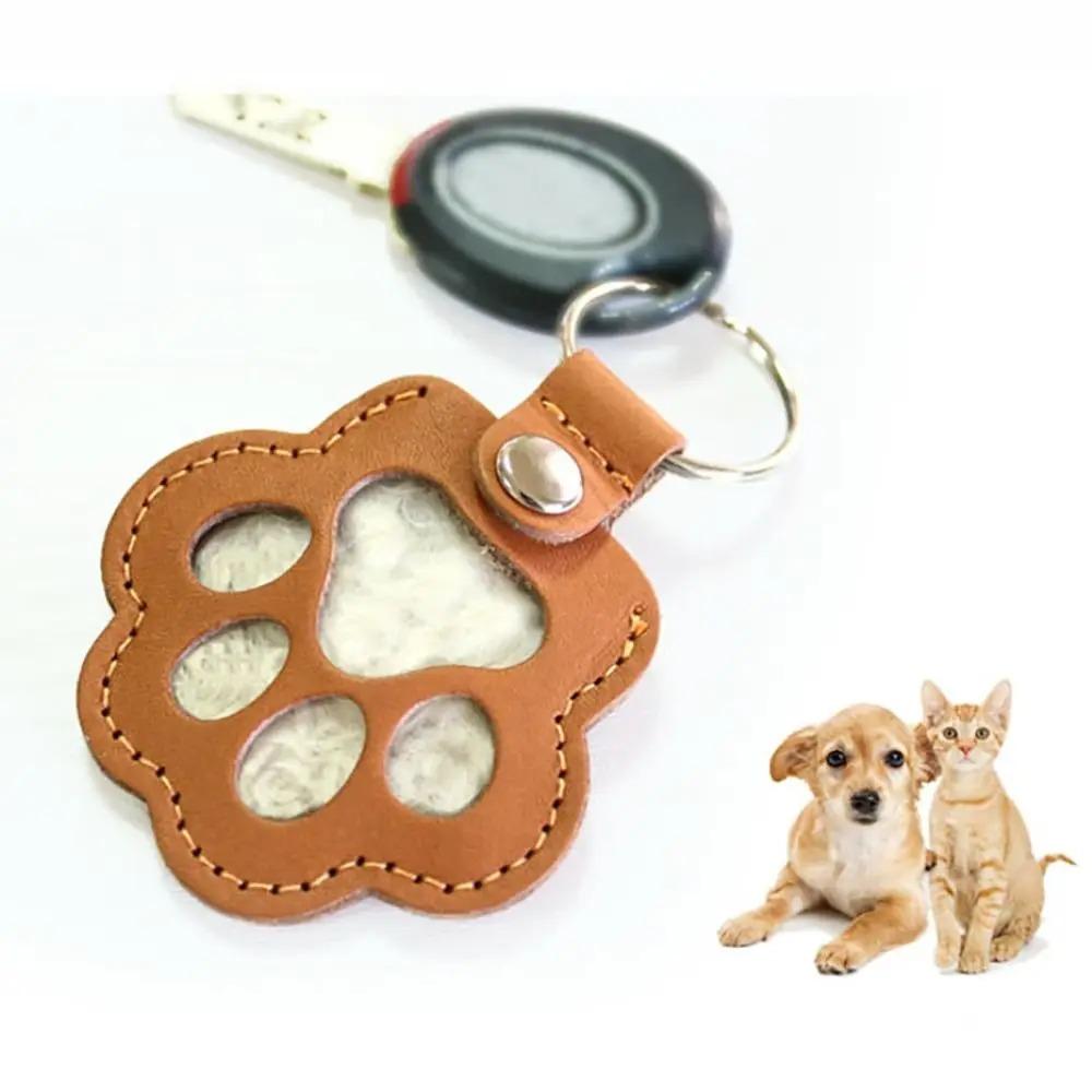 Memorial Pet Hair Storage Bag Multifunctional Portable Paw Shaped Pu Leather Keychain Commemorative Pet Diy Decoration Gifts For Pet Lovers
