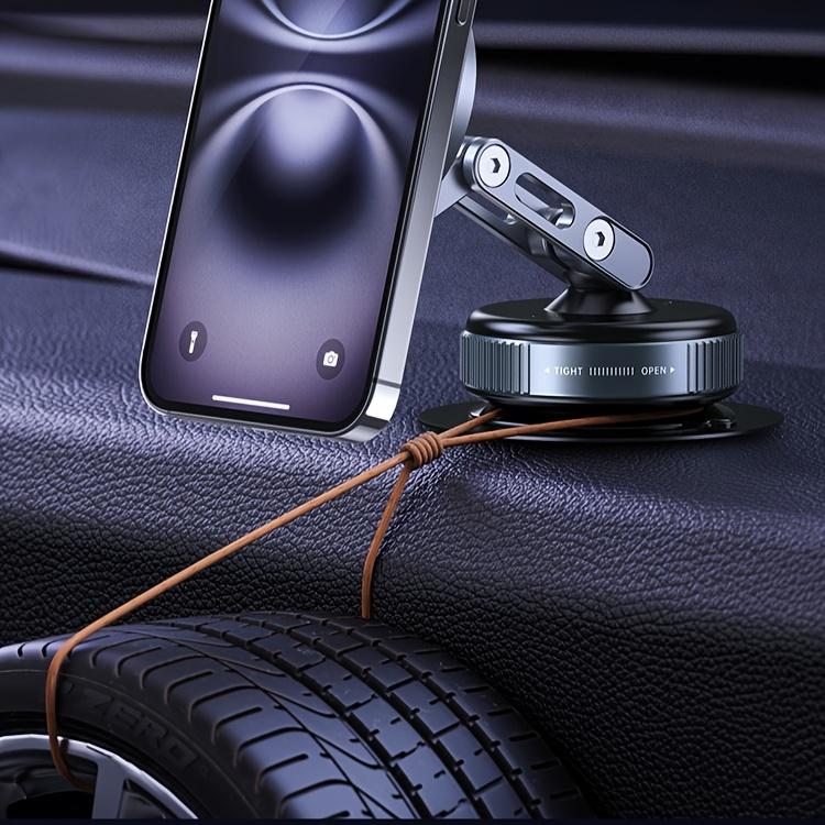 Suction Cup Phone Holder Car Vacuum Magnetic Mount 360° Metal Stand with Adjustable Directional Strong Magnetic Force Compact and Convenient Bracket