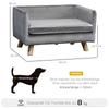 Dog Sofa Dog Bed Dog Couch Made of Velvet with Backrest, Wooden Legs, Cushion, Cat Sofa with Soft Padding, for Small Dogs 64 x 45 x 36 cm Dark Grey