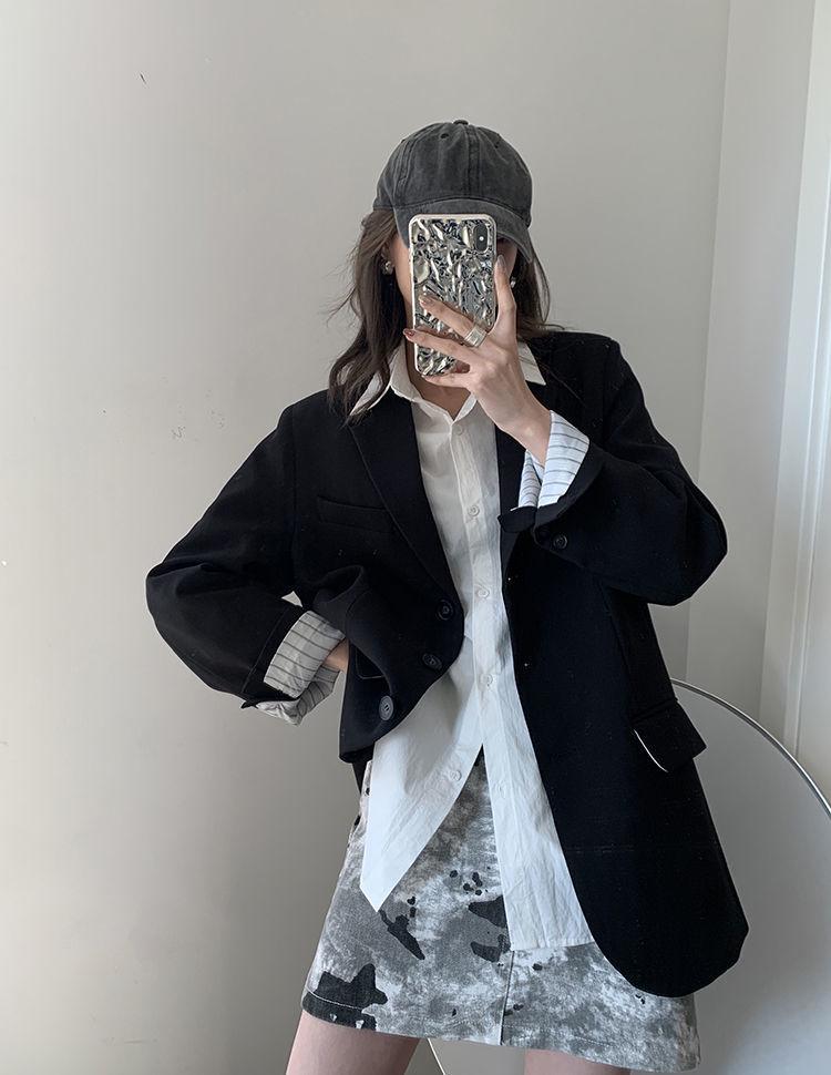 Damen Langarm Blaues Hemd - Vielseitiger Koreanischer Stil zum Layern im Frühling & Herbst