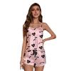 Yaoting's new home love suspender vest pajamas women's summer shorts thin sexy two-piece set 1111