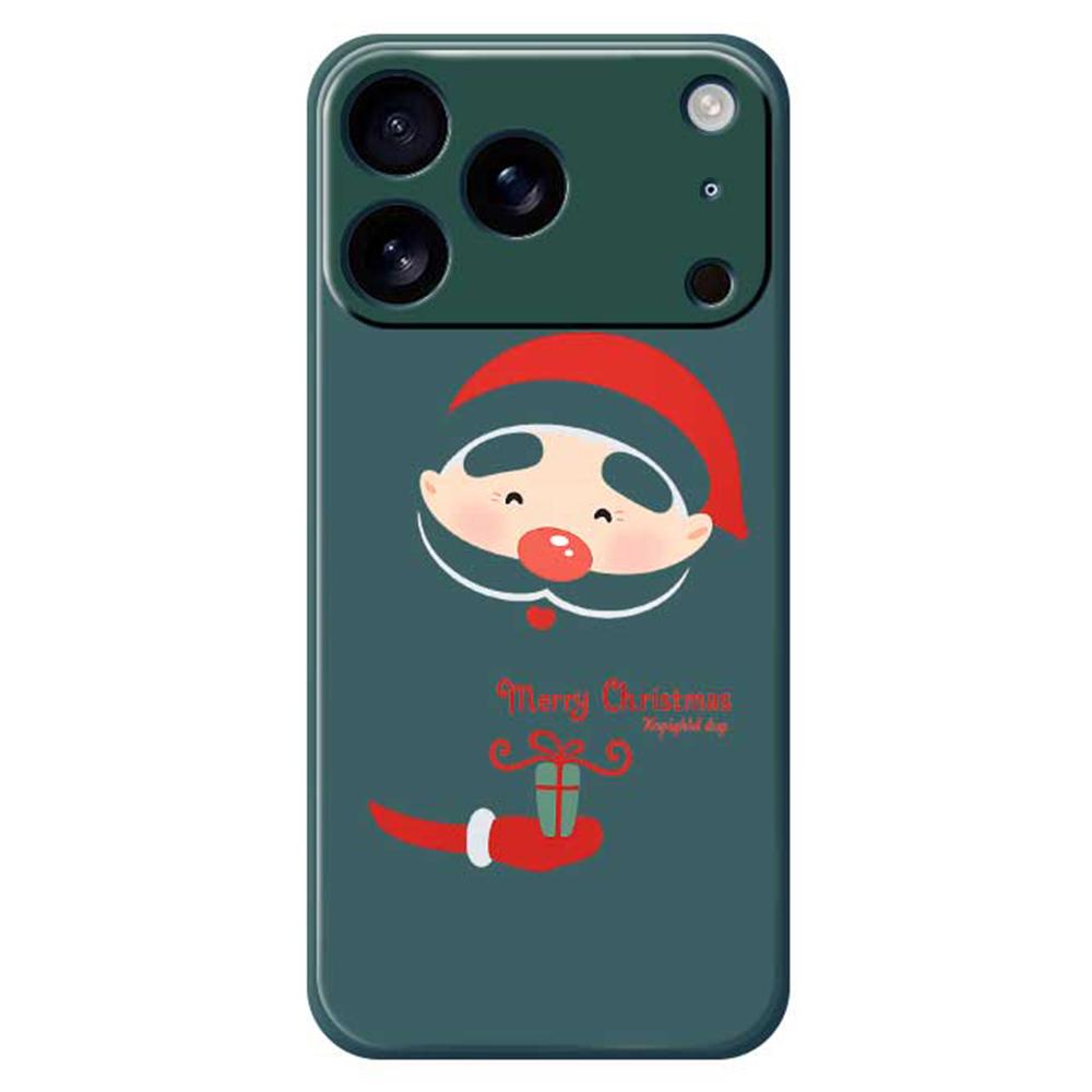 

For iPhone 17 Pro Case Santa Claus Gift Pattern Printing Straight Edge TPU Phone Back Cover Green