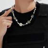 Fashion Anti-war Smiley Face SUNFLOWER Pearl Stitching Necklace Men and Women Ins Tide Hip Hop Niche Style Daisy Chain Accessories
