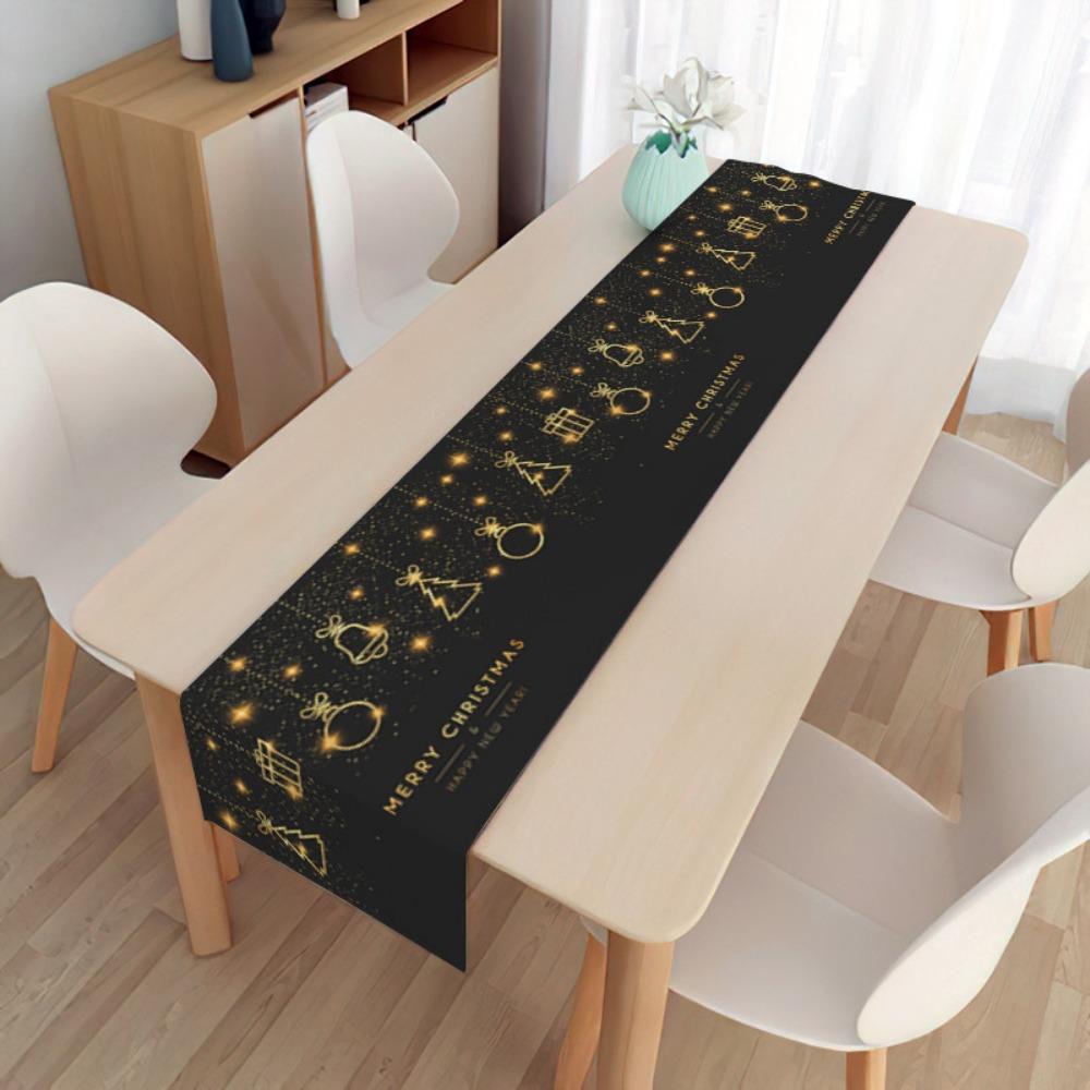 2pcs Christmas Decorative Tablecloth Holiday Gifts Household Long Tablecloth Placemat Linen Table Flag