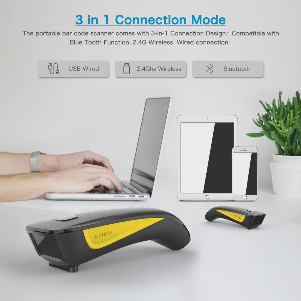 Leitor de código de barras 2D Bluetooth de bolso NETUM C750