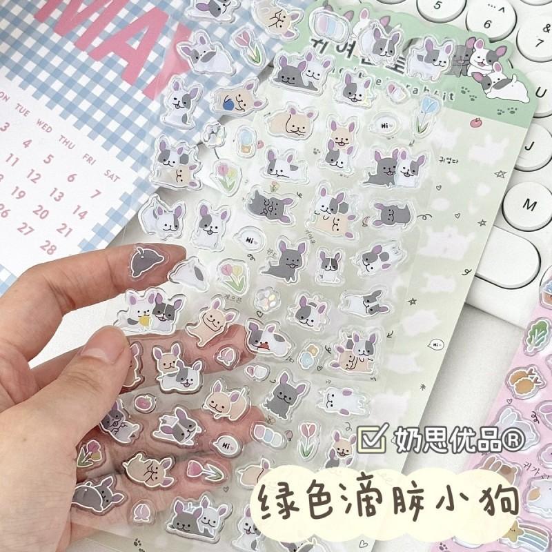 3D Animals Bubble Stickers Bonbon Drop Seals Janpanese Cat Jelly Decals for Scrapbook Diary DIY Phone Case Paster