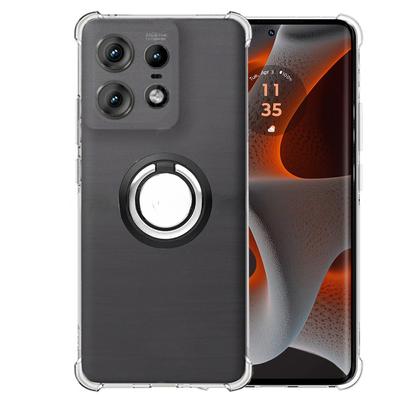 Stoßfestes, durchsichtiges Gehäuse mit Airbag-Ringhalter für Motolora Moto Edge 50 Pro, transparente, weiche Rückabdeckung für Moto Edge 50Pro
