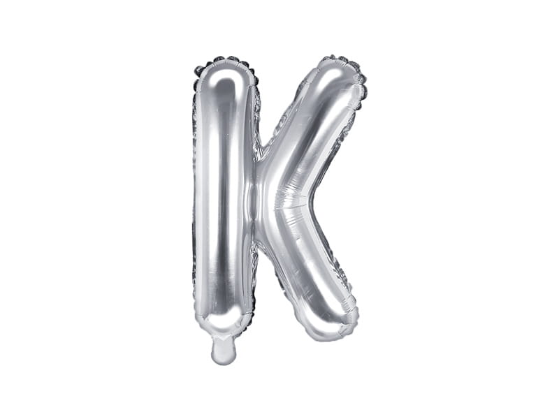 Balon Foliowy Litera "K" Srebrny 35 Cm