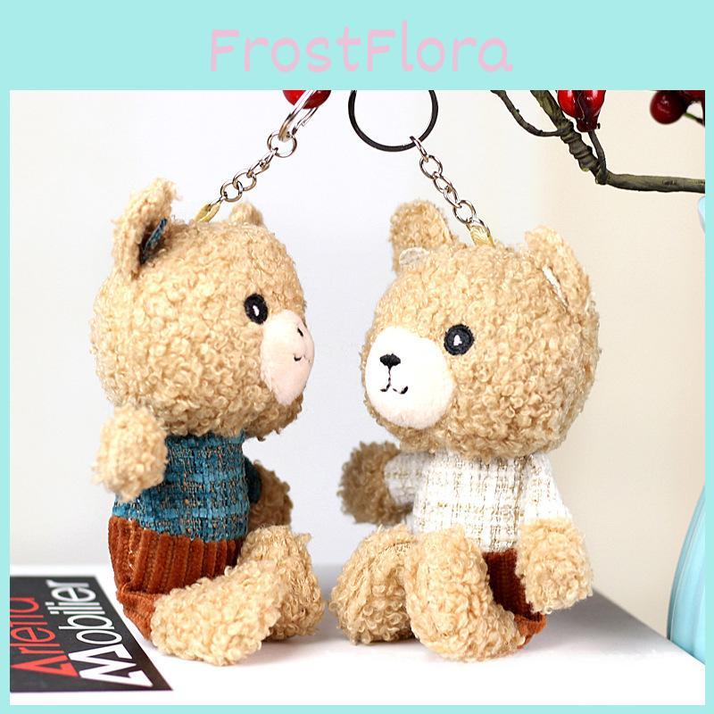 Adorable Mini Plush Teddy Bear Keychain Short Plush Stuffed Toy Bag Accessory