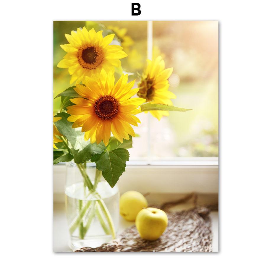 

Весняний соняшник, ідилічне озеро, пейзаж, плакати та принти, картини на полотні, скандинавські настінні картини для домашнього декору у вітальні 30X40cm No Frame