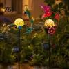 Outdoor Solar Garden Lights Glass Cracked Ball Light, Butterfly Hummingbird Metal Nature Inspired Accents Stake Waterproof Yard Lamp for Patio