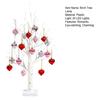25" Valentine's Day LED Lighted Birch Tree 24 LEDs Artificial Tree Light with Heart Ornaments Romantic Tabletop Decoration for Home Indoor Table Decor