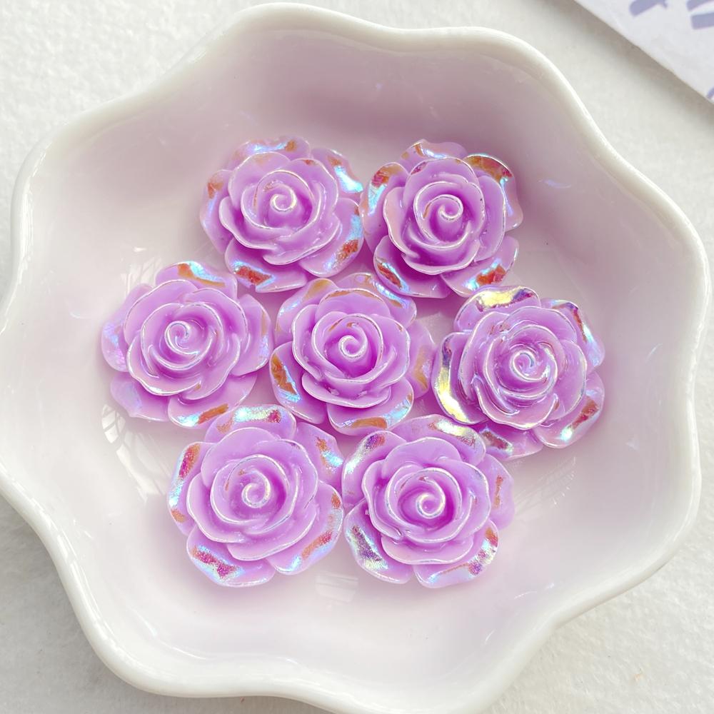 10Pcs Cute Cartoon Colorful Roses Flat back Resin Scrapbooking Crafts Fit Phone Case Decoration DIY Hair Bows Accessories