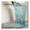 Takumibifu Dinner Luxe Kiriko Pair Glass Cup Long 8.6×14.8cm 400cc Ranbori Komon Sky Blue & Red Kog