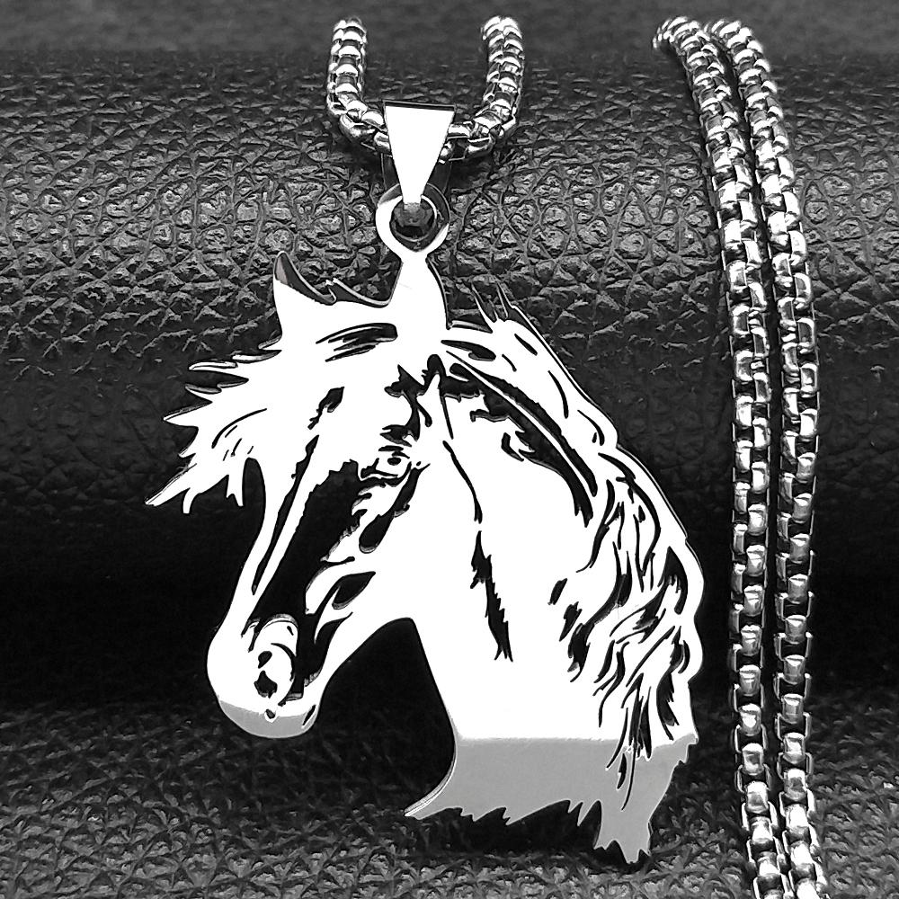 Graceful Horse Pendant Necklace Stainless Steel Silver Color Animal Lover Jewelry For Women Men