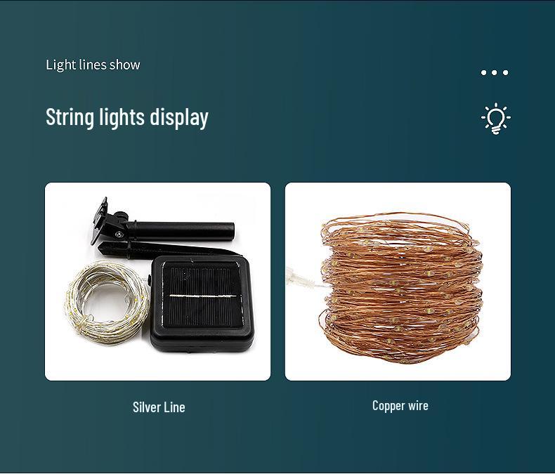 LED Solar Copper Wire String Christmas Fairy Lights - 8 Modes for Outdoor Decoration
