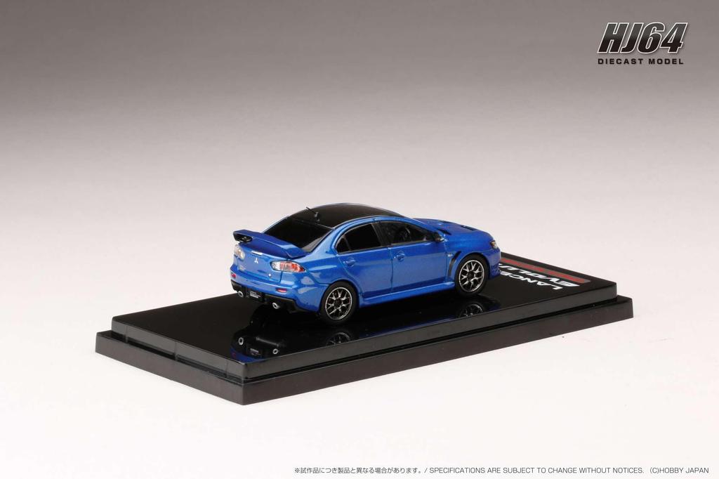 Mitsubishi Lancer Evolution X FINAL EDITION with Engine Display Model Lightning Blue Roof 1/64 Mica/Black