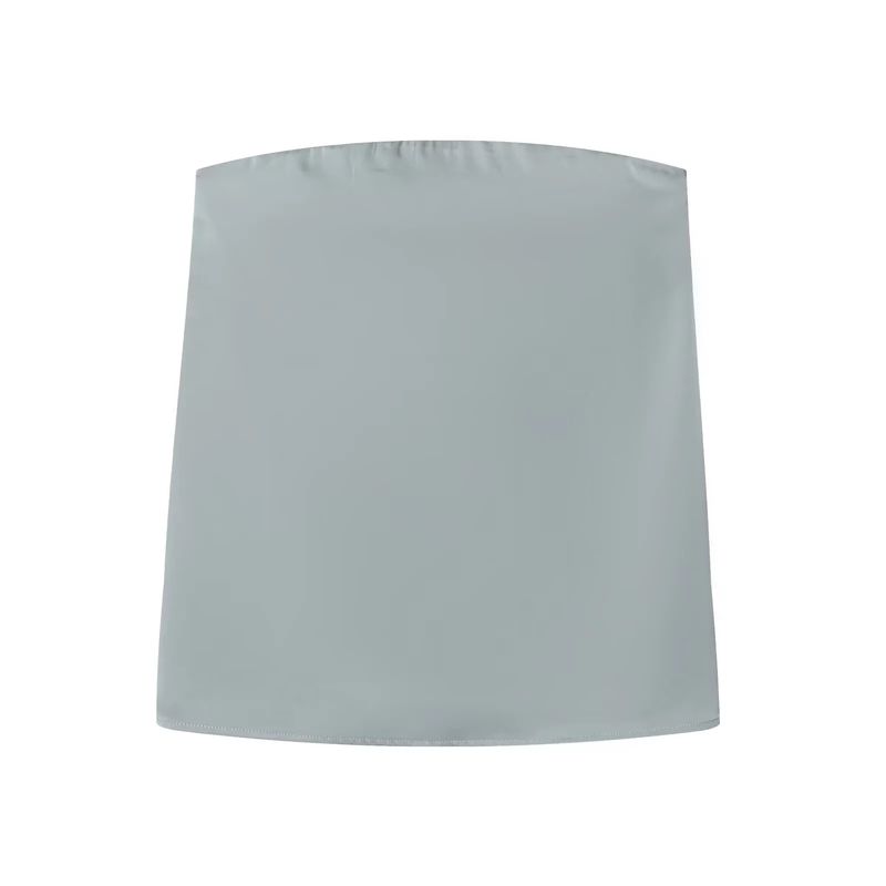 Strapless Straight Collar Silk Satin Texture Plaid Tube Top Tops 4772026 Silk Satin Texture High-Waisted Trousers 5427429